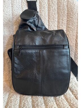 Buxton Genuine Leather Black Crossbody Bag